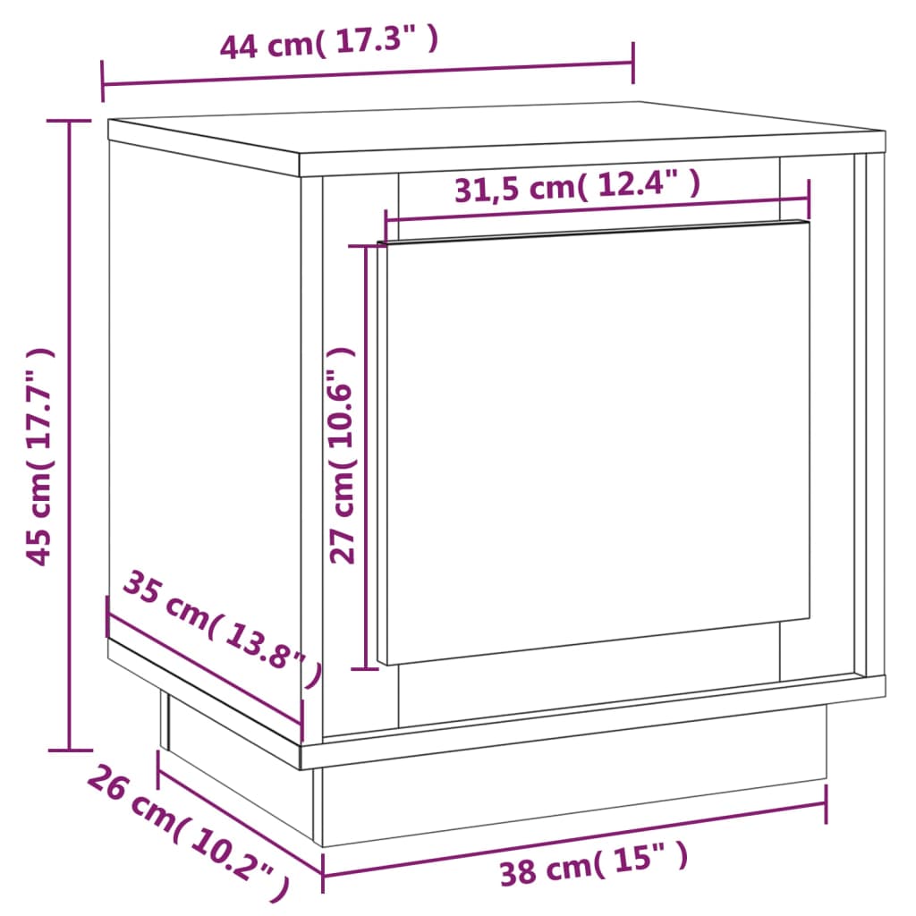 Smoked oak wood table 44x35x45 cm