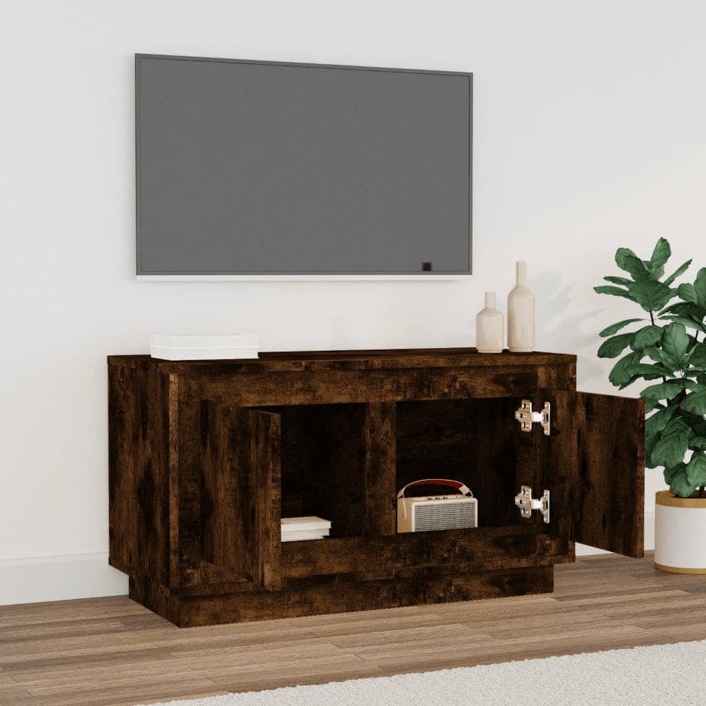 TV -Möbel Sperrholz geräucherte Eiche 80x35x45 cm