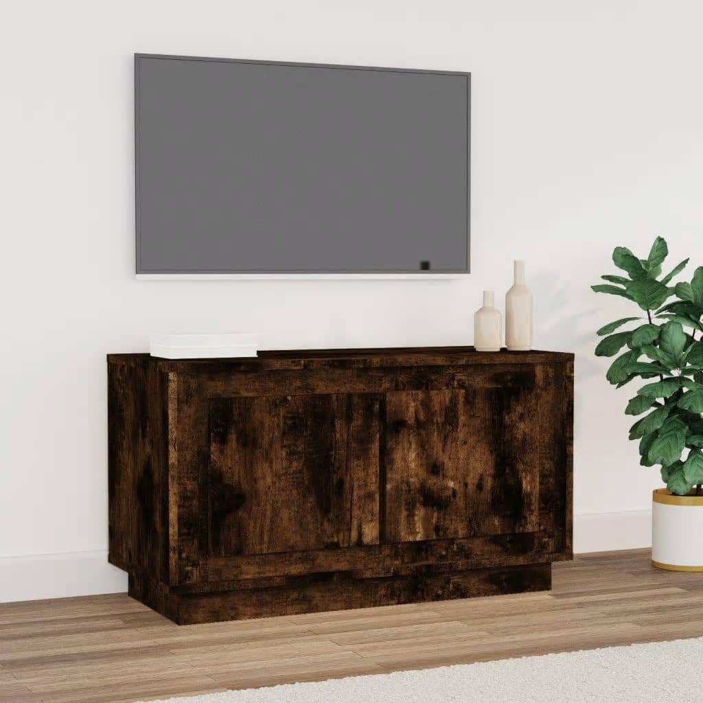 Vetonek Mueble para TV madera contrachapada roble ahumado 80x35x45 cm