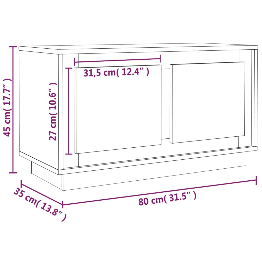 Brown oak wood furniture 80x35x45 cm