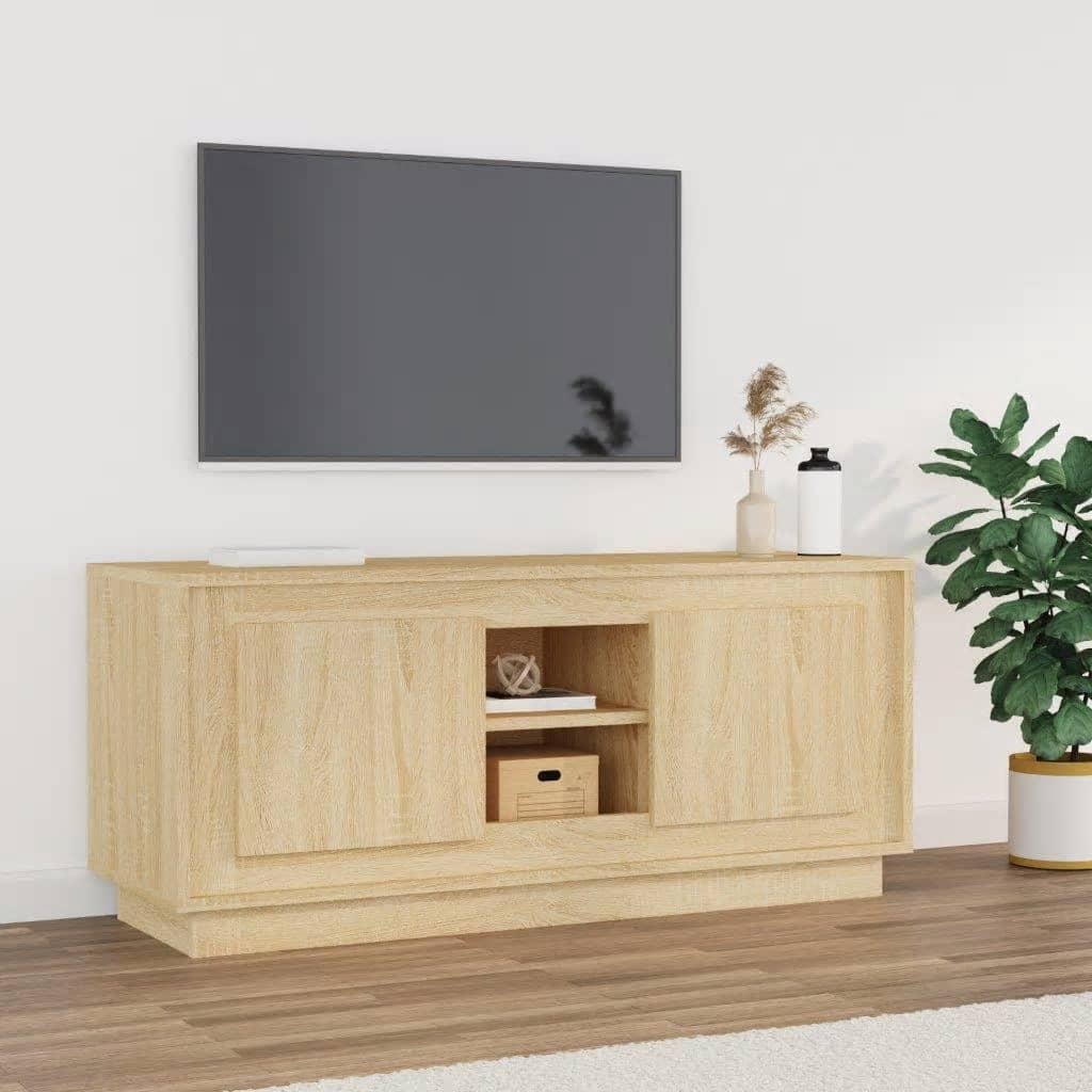 Vetonek Mueble de TV madera contrachapada roble Sonoma 102x35x45 cm