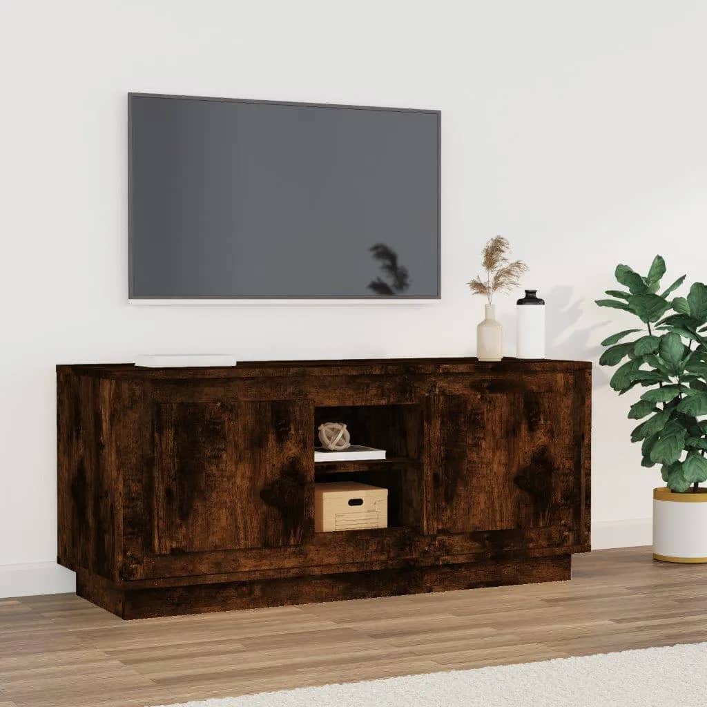 Vetonek Mueble para TV madera contrachapada roble ahumado 102x35x45 cm