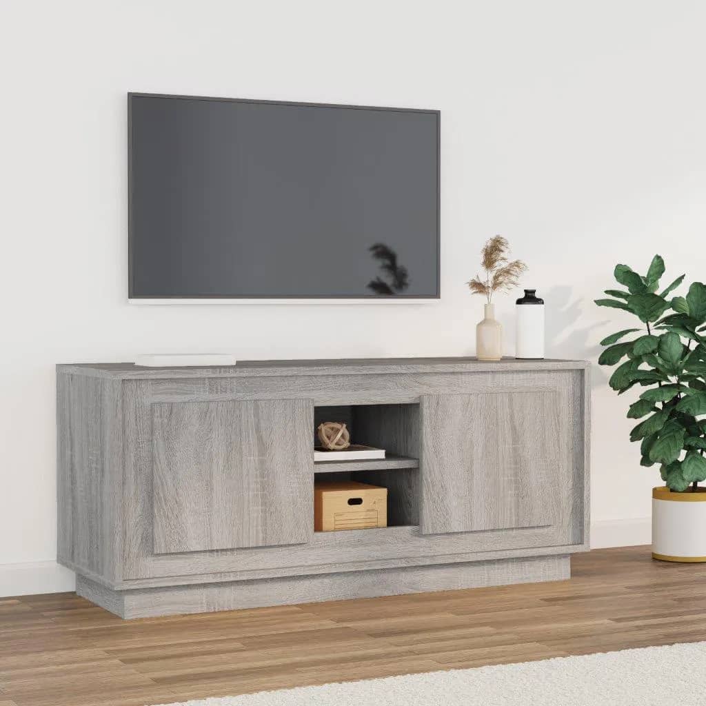 Vetonek Mueble para TV madera contrachapada gris Sonoma 102x35x45 cm