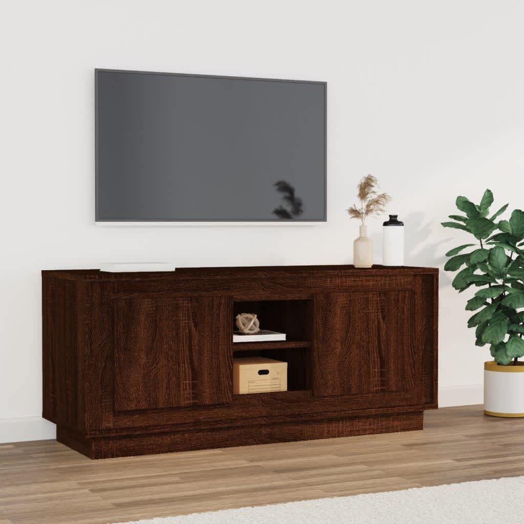 Vetonek Mueble para TV madera contrachapada roble marrón 102x35x45 cm