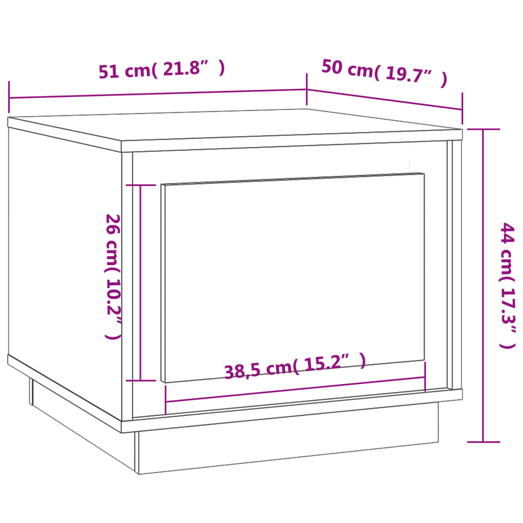 Mesa de centro madera roble ahumado 51x50x44 cm