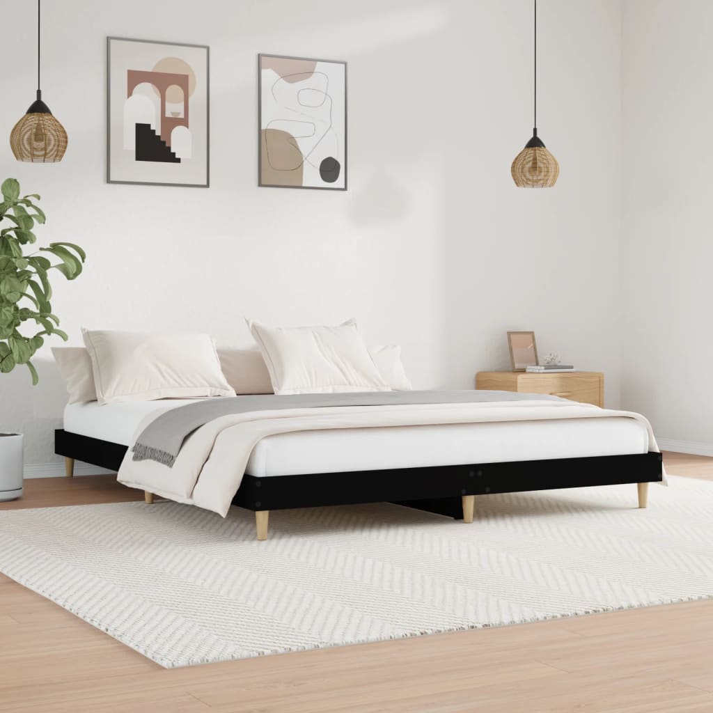 Vetonek Estructura de cama madera de ingeniería negra 180x200 cm