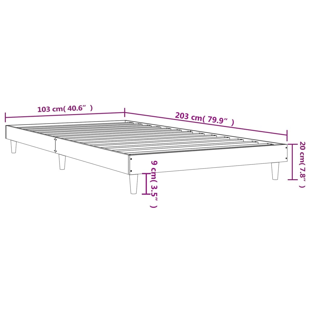 Bed Structure Without Mattress Roble Sonoma 100x200 cm