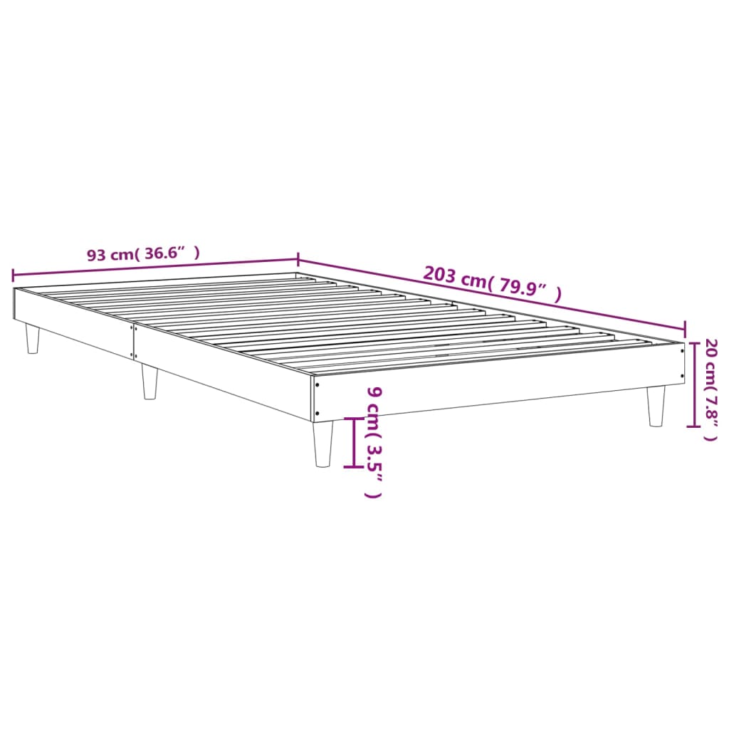 Estructura de cama sin colchón madera marrón roble 90x200 cm