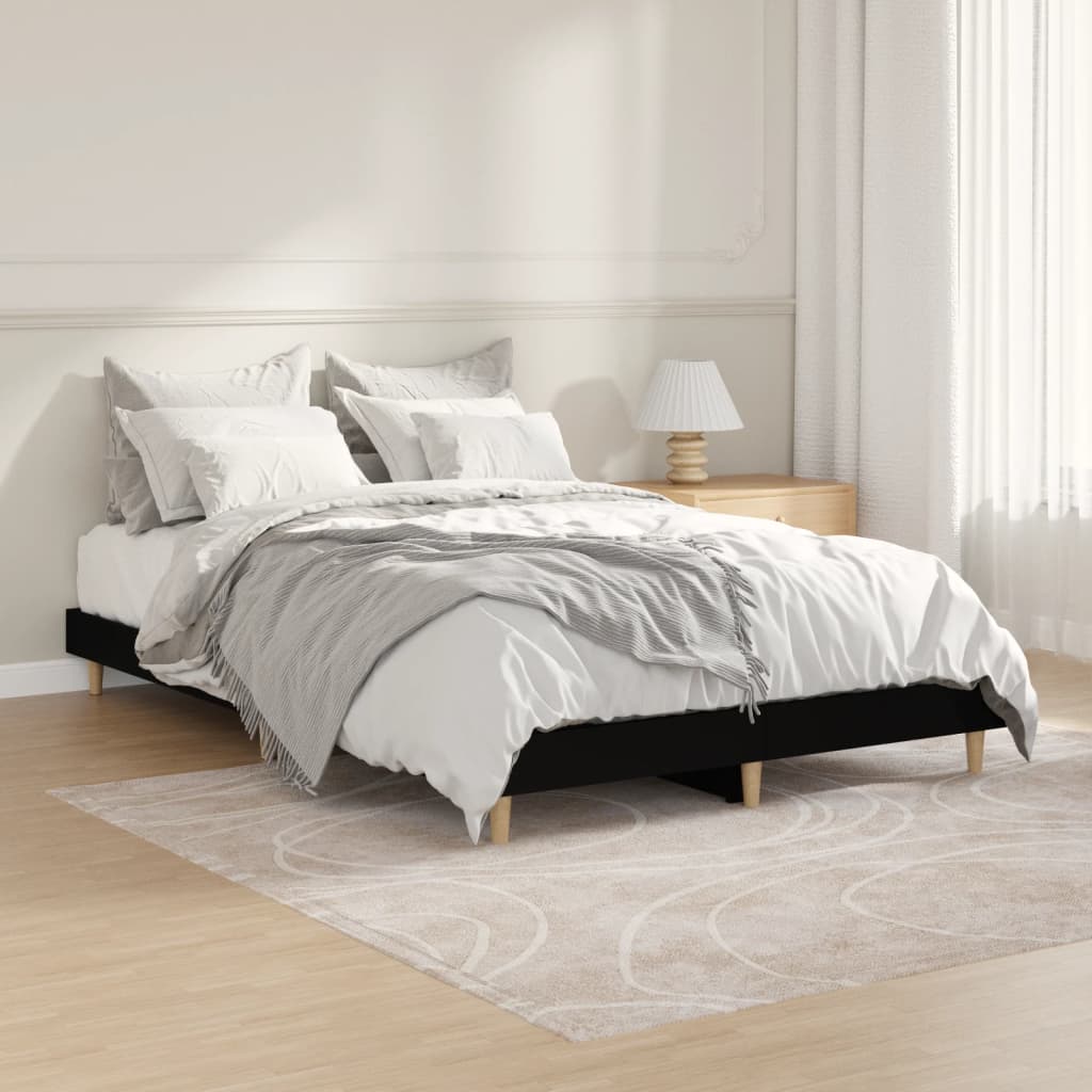 Vetonek Estructura de cama madera de ingeniería negra 120x190 cm