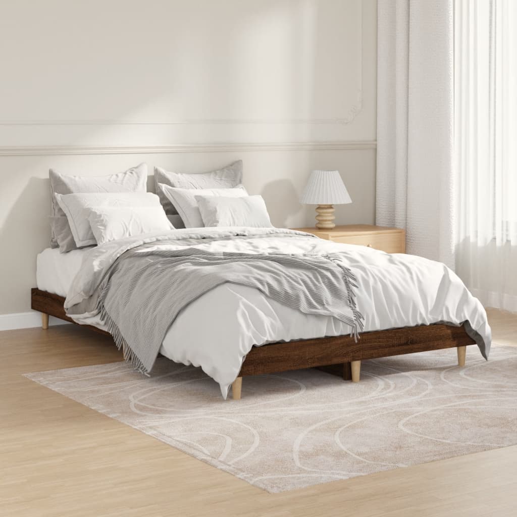 Vetonek Estructura de cama sin colchón madera marrón roble 120x190 cm