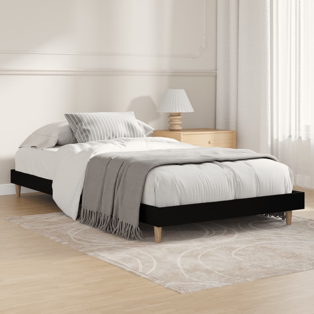 Vetonek Estructura de cama madera de ingeniería negra 90x190 cm