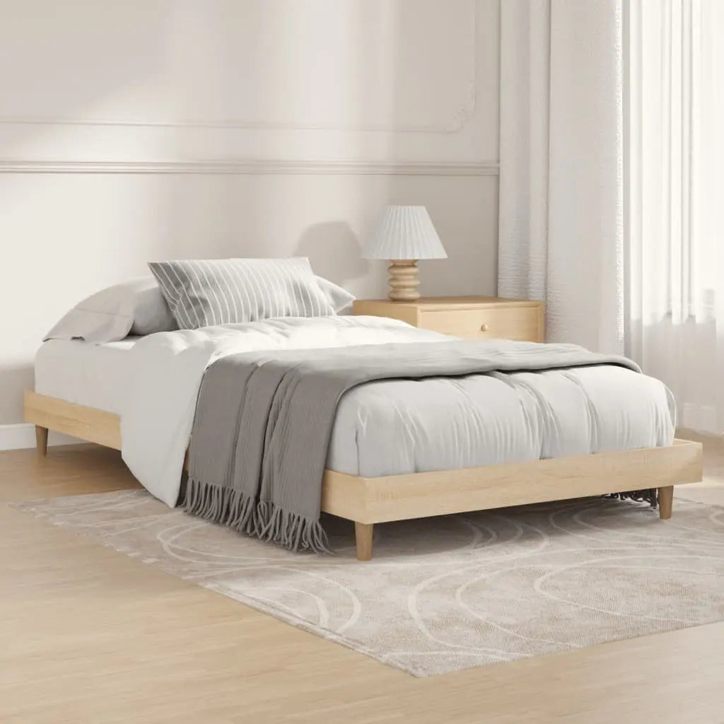 Vetonek Estructura de cama sin colchón madera roble Sonoma 90x190 cm