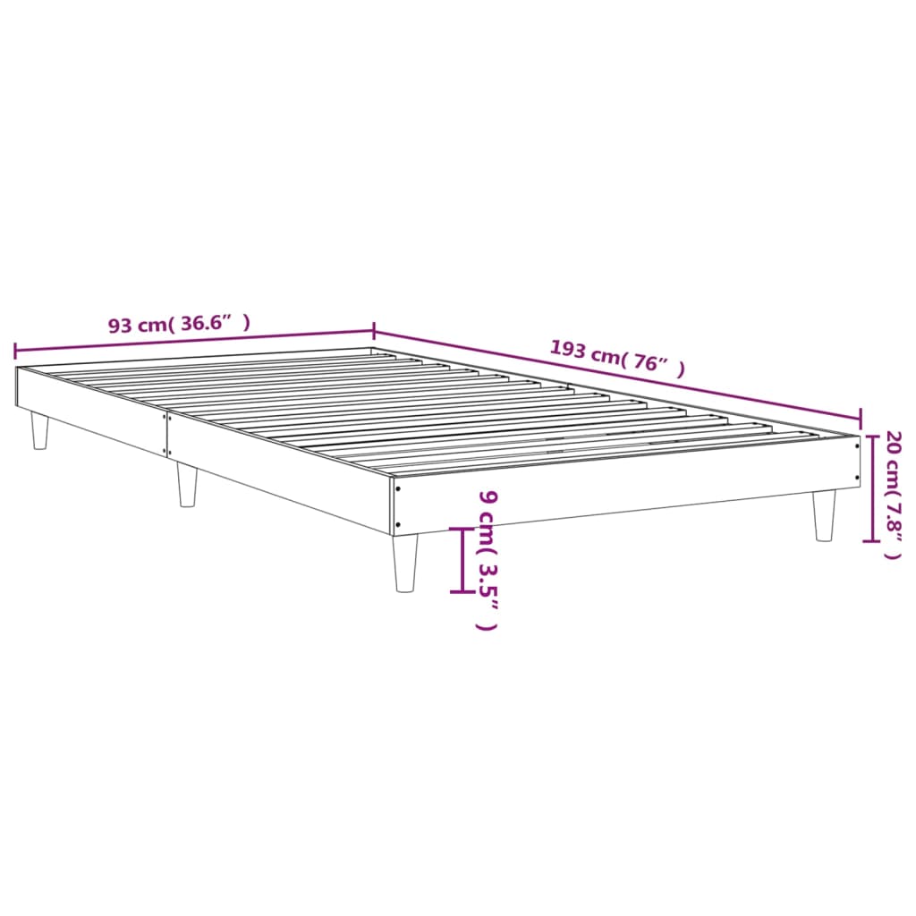 Struttura del letto senza materasso Roble Sonoma 90x190 cm