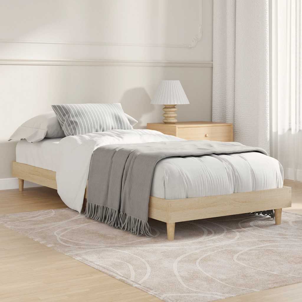 Vetonek Estructura de cama sin colchón madera roble Sonoma 75x190 cm