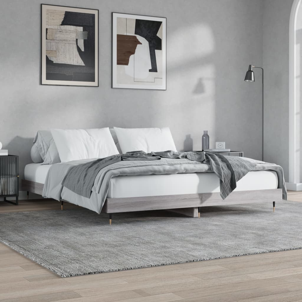 Vetonek Estructura de cama madera de ingeniería gris Sonoma 200x200 cm