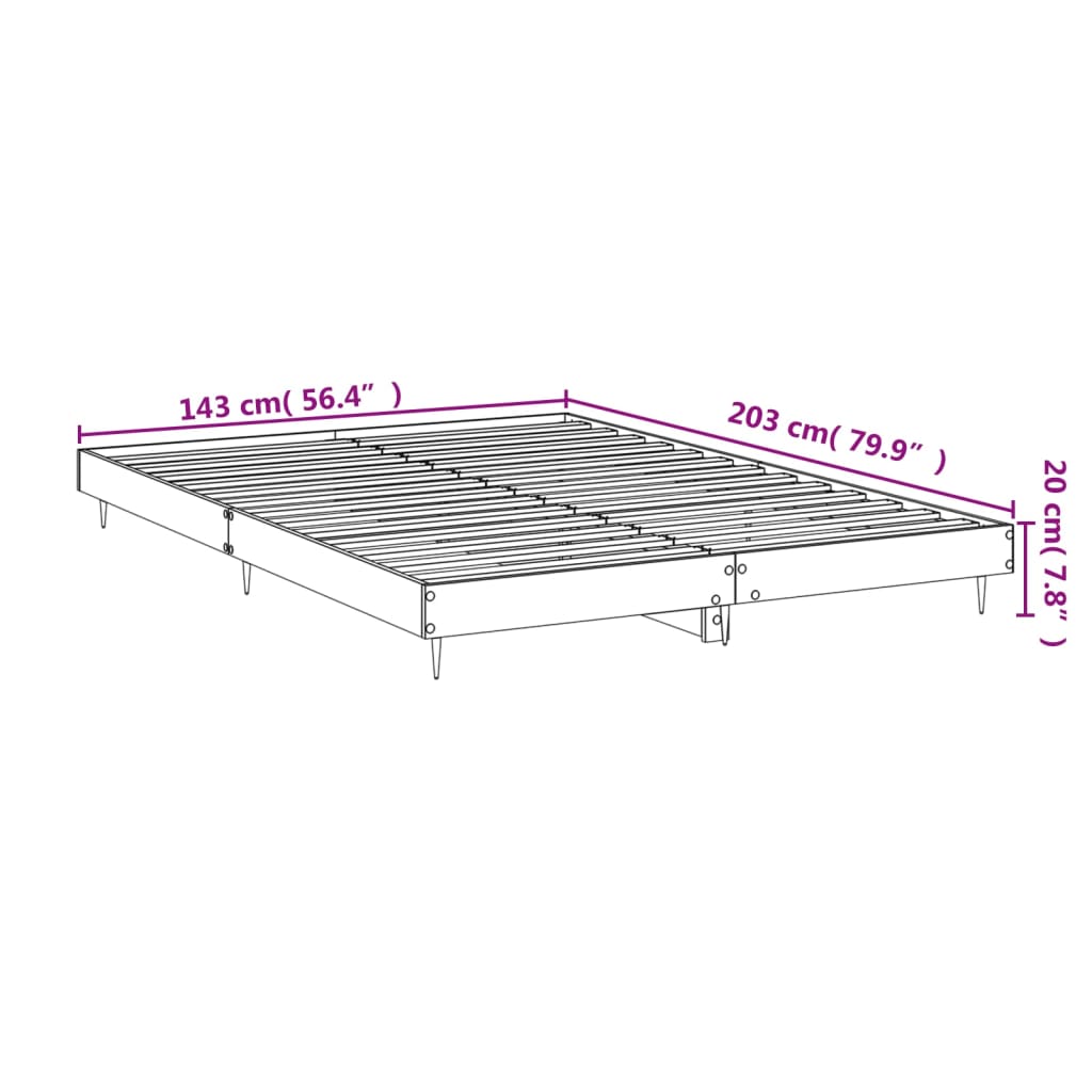 Estructura de cama madera de ingeniería gris Sonoma 140x200 cm