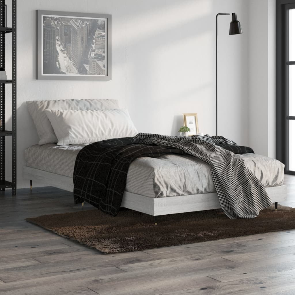 Vetonek Estructura de cama madera de ingeniería gris Sonoma 90x200 cm