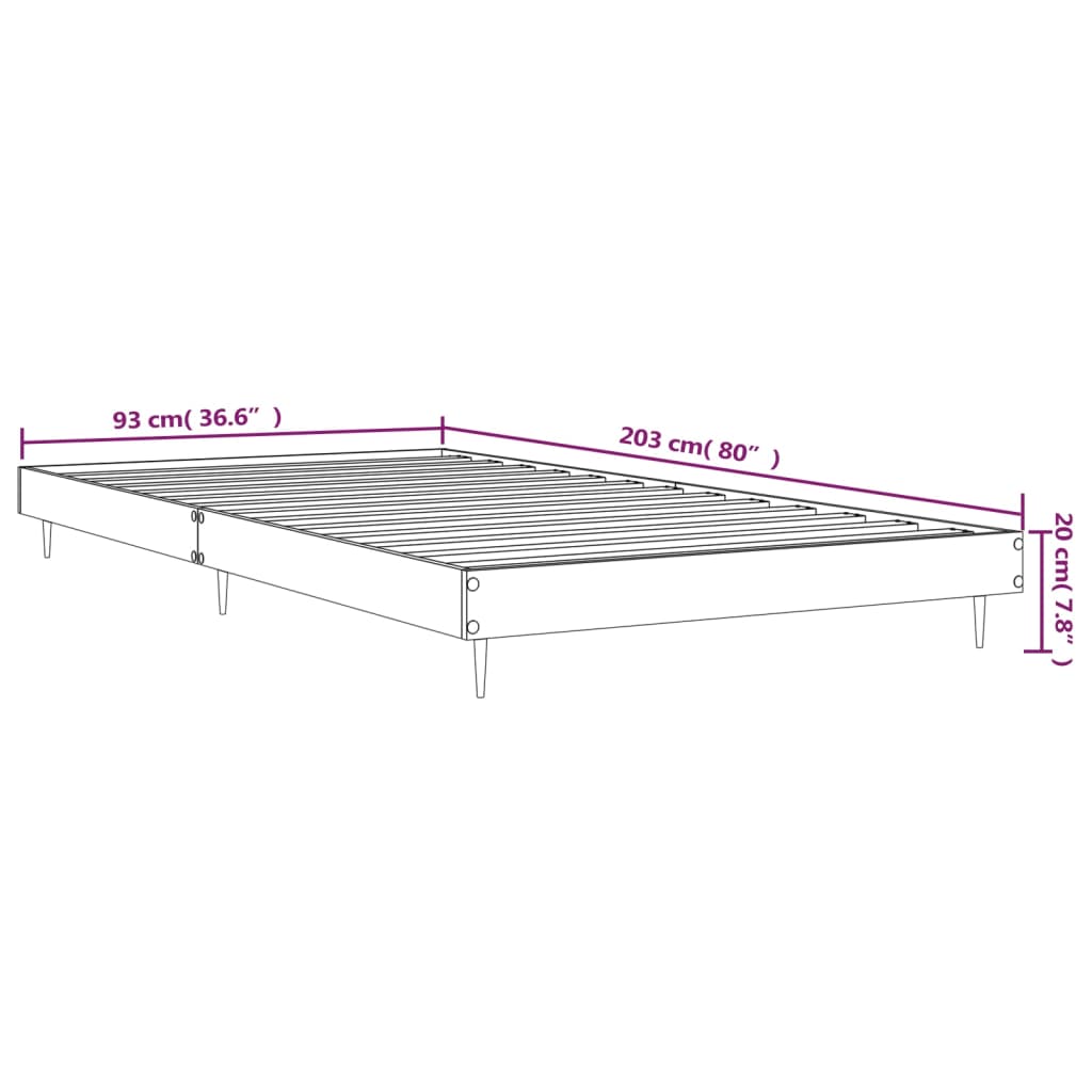 Estructura de cama sin colchón madera marrón roble 90x200 cm