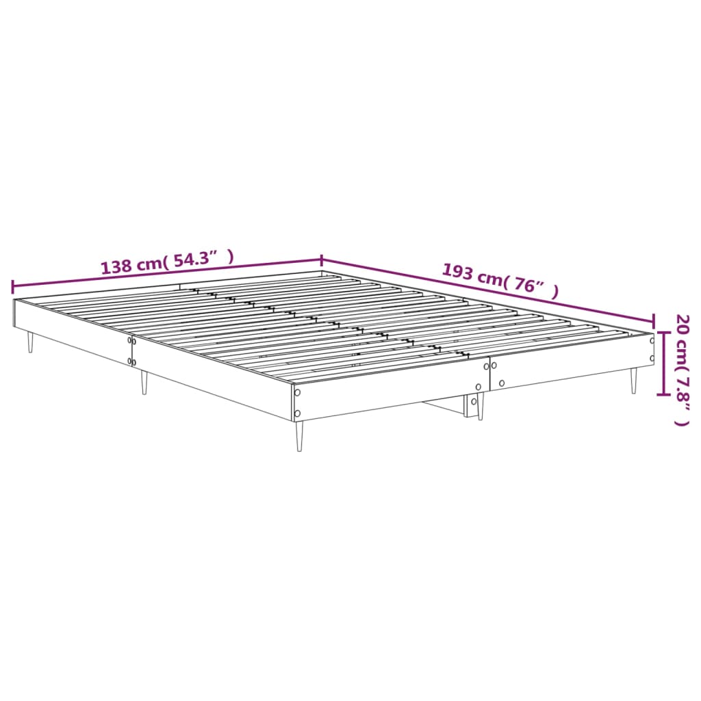 Estructura de cama madera de ingeniería gris Sonoma 135x190 cm