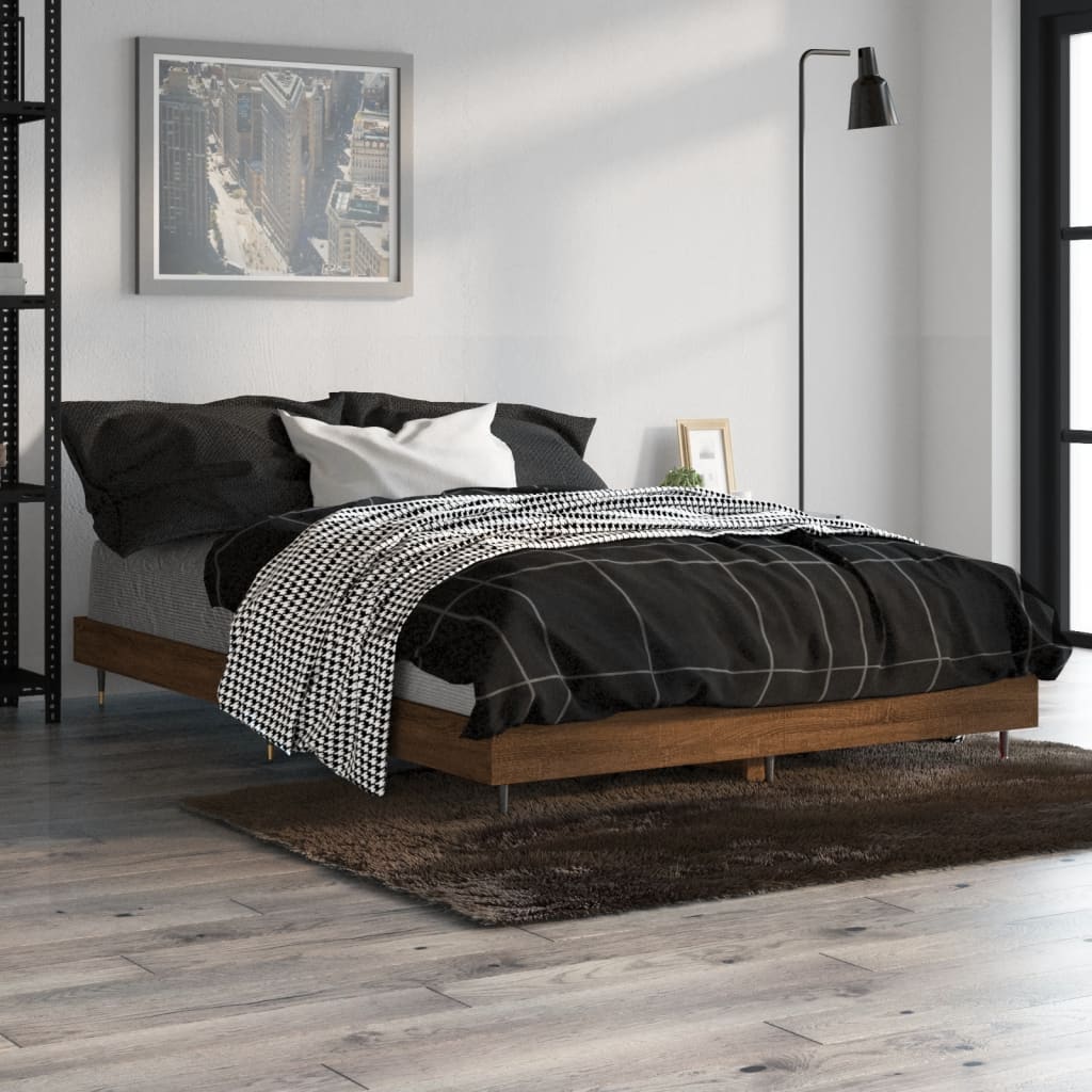 Vetonek Estructura de cama madera contrachapada marrón roble 120x190 cm