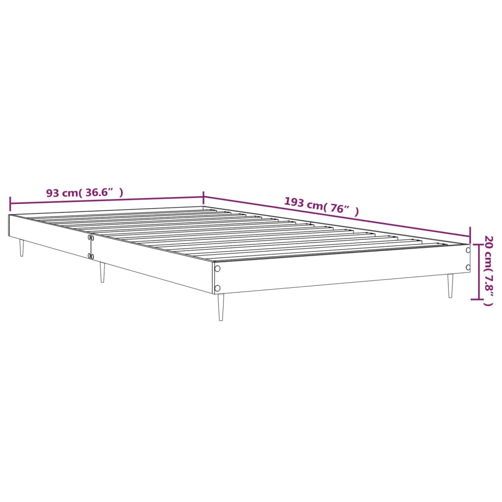 Estructura de cama madera de ingeniería gris Sonoma 90x190 cm