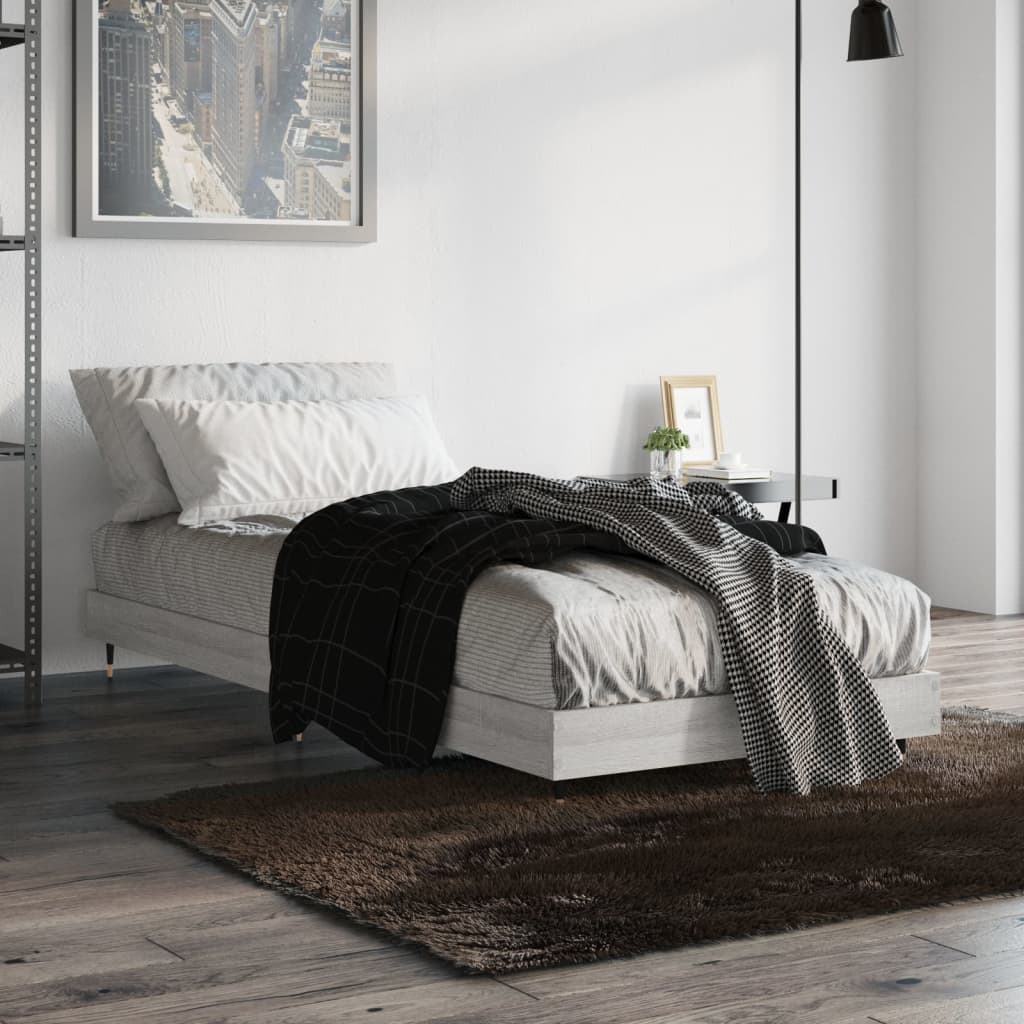 Vetonek Estructura de cama madera de ingeniería gris Sonoma 75x190 cm