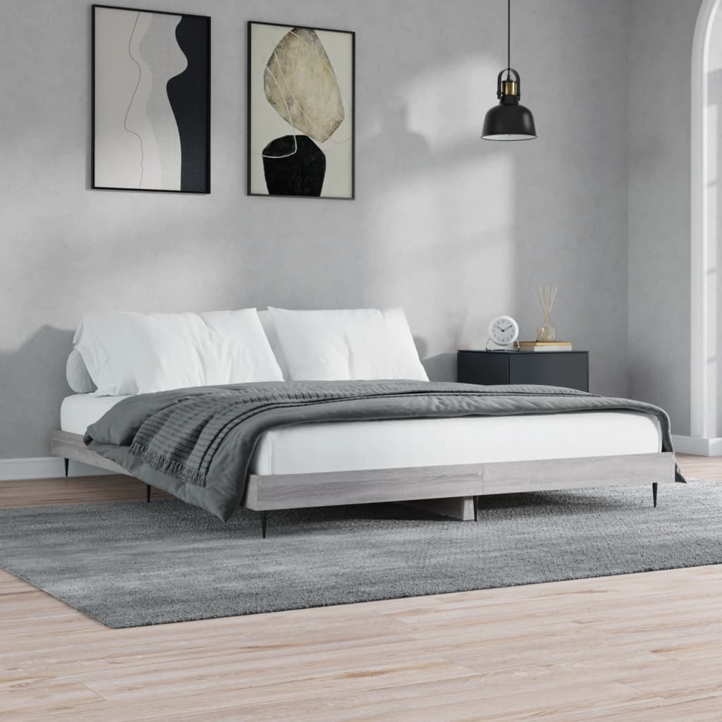 Vetonek Estructura de cama madera de ingeniería gris Sonoma 200x200 cm