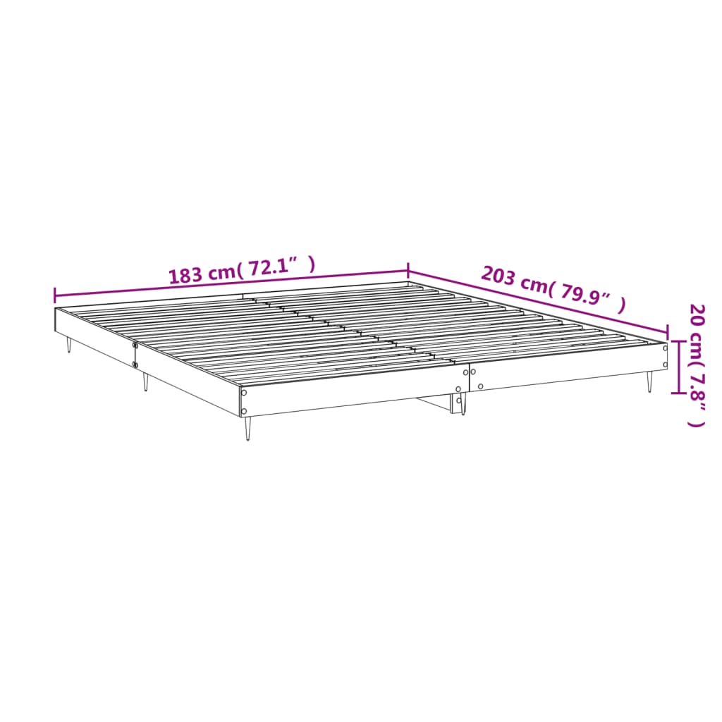 Estructura de cama madera de ingeniería negra 180x200 cm