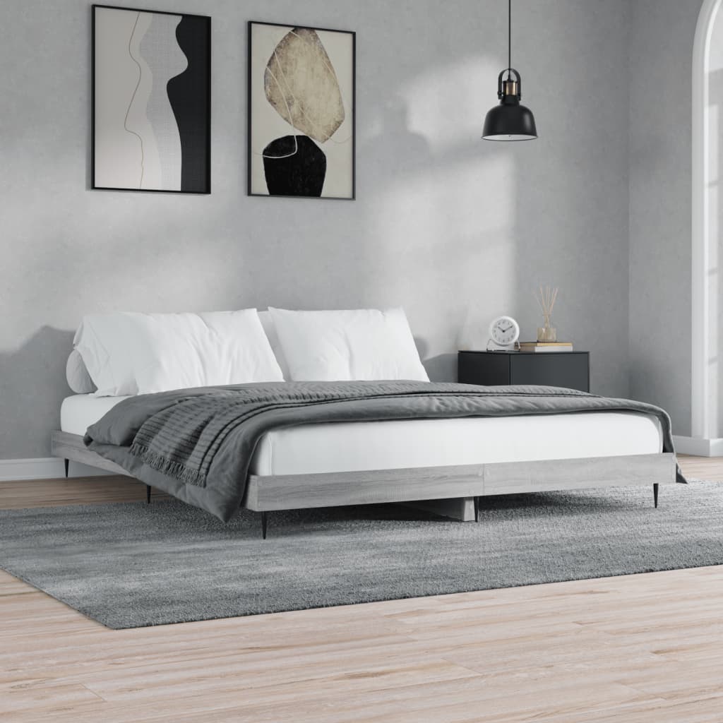 Vetonek Estructura de cama madera de ingeniería gris Sonoma 180x200 cm