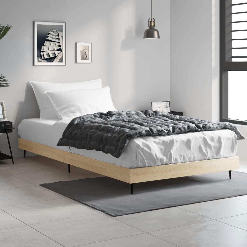 Vetonek Estructura de cama sin colchón madera roble Sonoma 90x200 cm