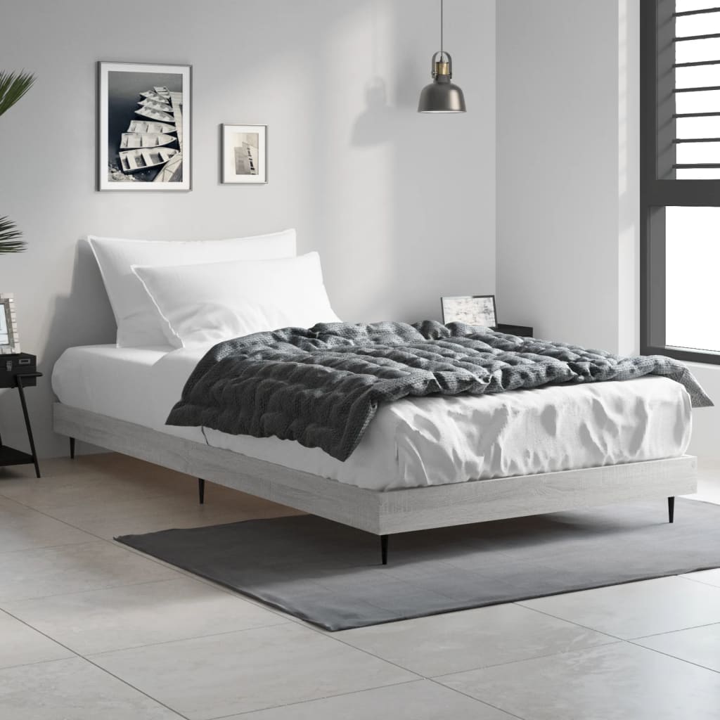 Vetonek Estructura de cama madera de ingeniería gris Sonoma 90x200 cm