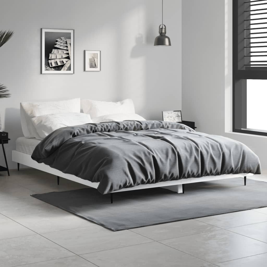 Vetonek Estructura de cama madera de ingeniería blanca 140x190 cm