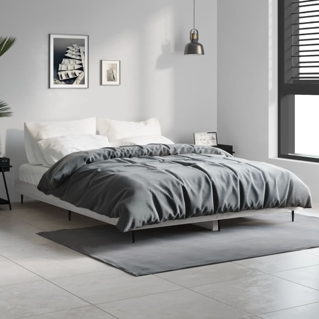 Vetonek Estructura de cama madera de ingeniería gris Sonoma 140x190 cm