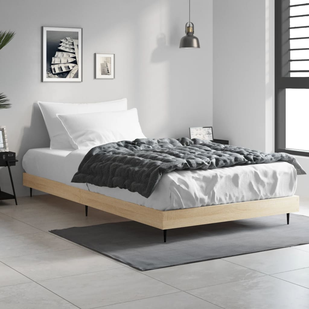 Vetonek Estructura de cama sin colchón madera roble Sonoma 90x190 cm