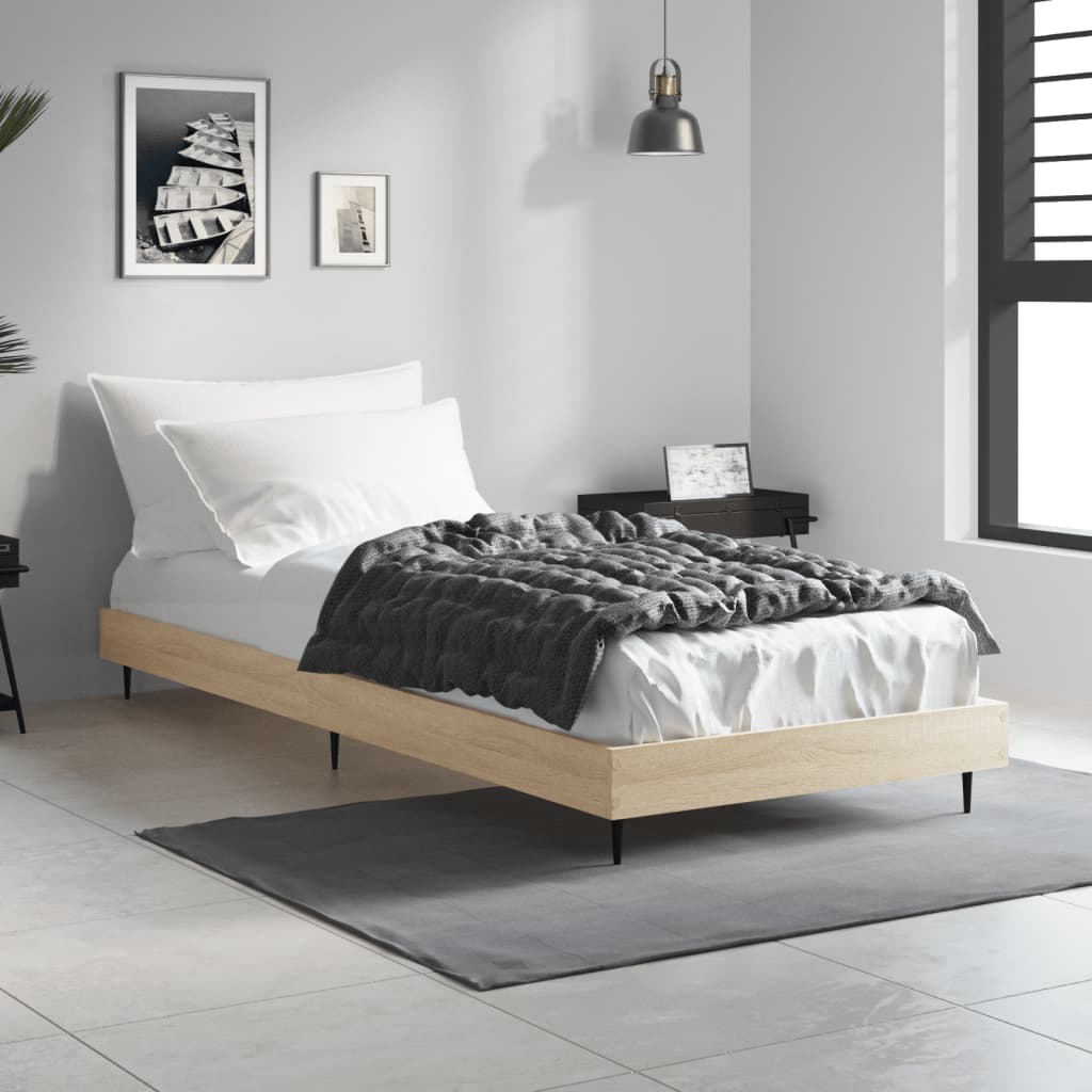 Vetonek Estructura de cama sin colchón madera roble Sonoma 75x190 cm