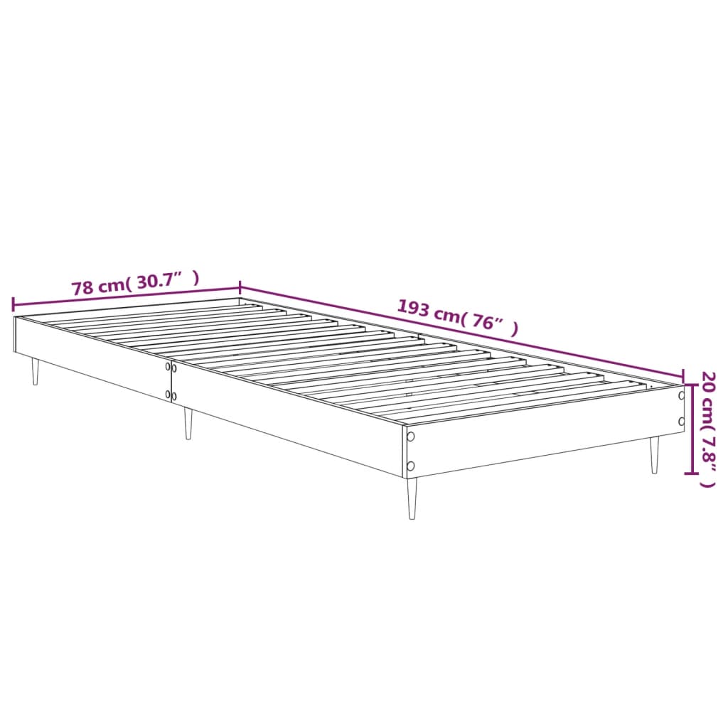 Estructura de cama sin colchón madera roble Sonoma 75x190 cm