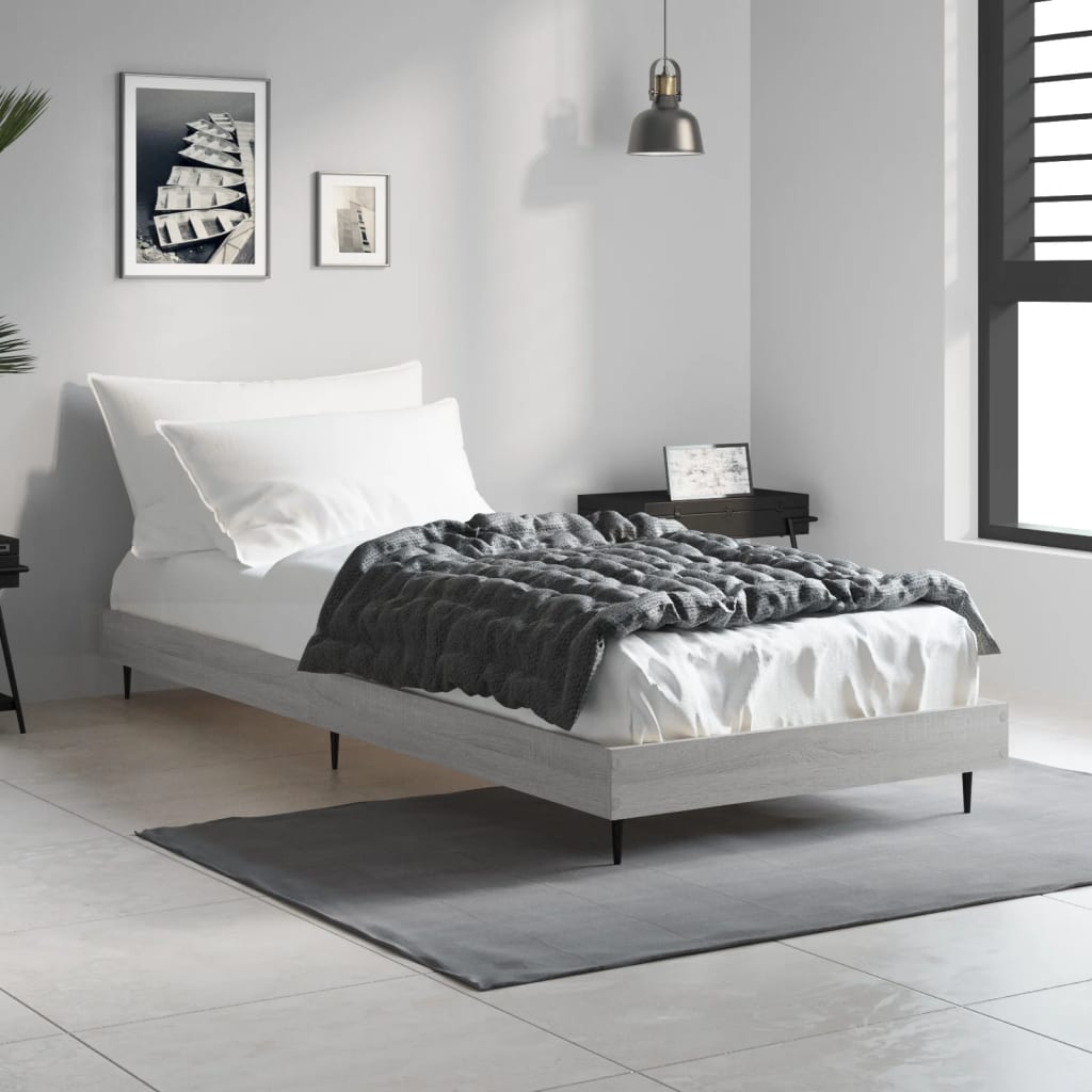 Vetonek Estructura de cama madera de ingeniería gris Sonoma 75x190 cm