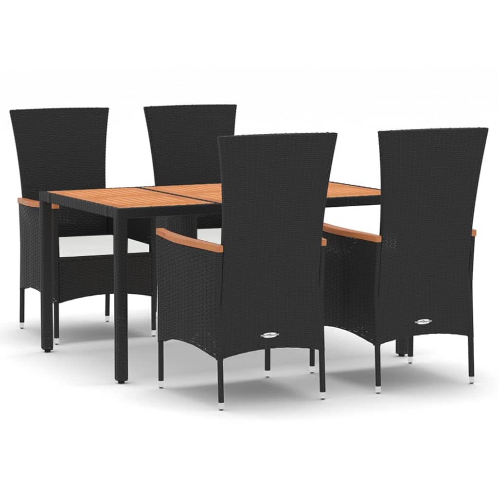 Set de muebles jardín 5 pzas con cojines ratán sintético negro vidaXL