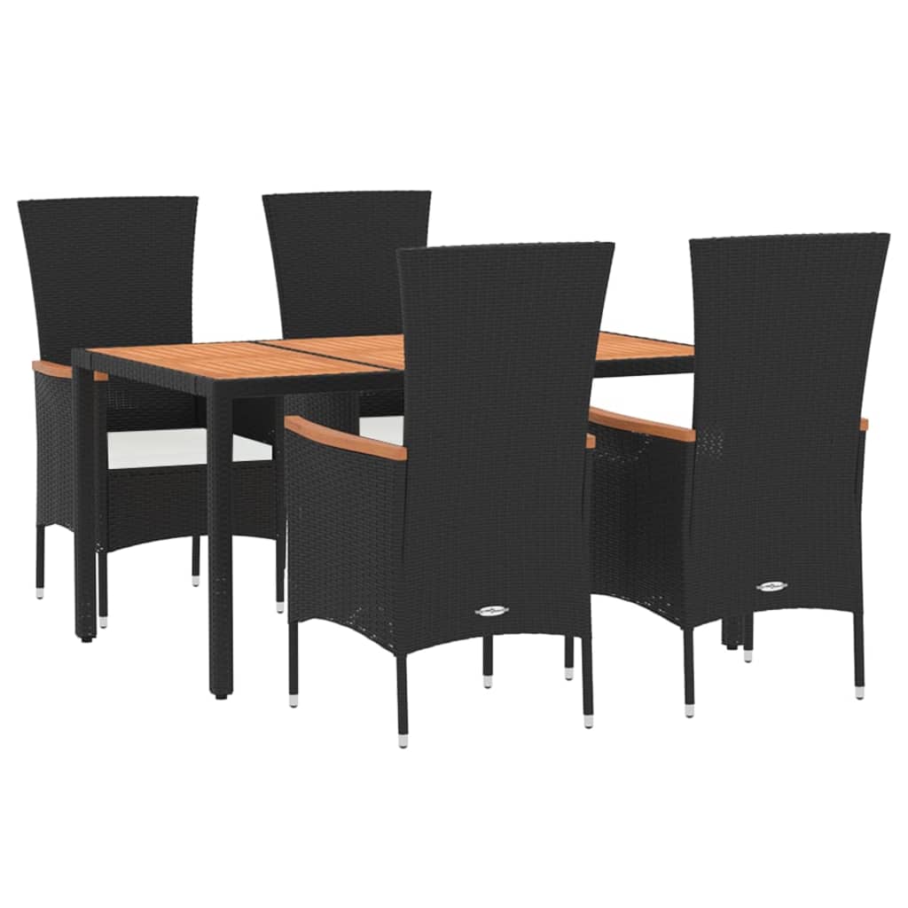 Set de muebles jardín 5 pzas con cojines ratán sintético negro vidaXL