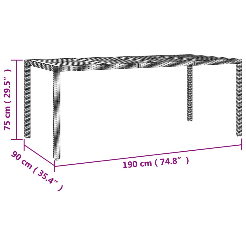 Set comedor jardín 9 pzas y cojines ratán sintético gris vidaXL