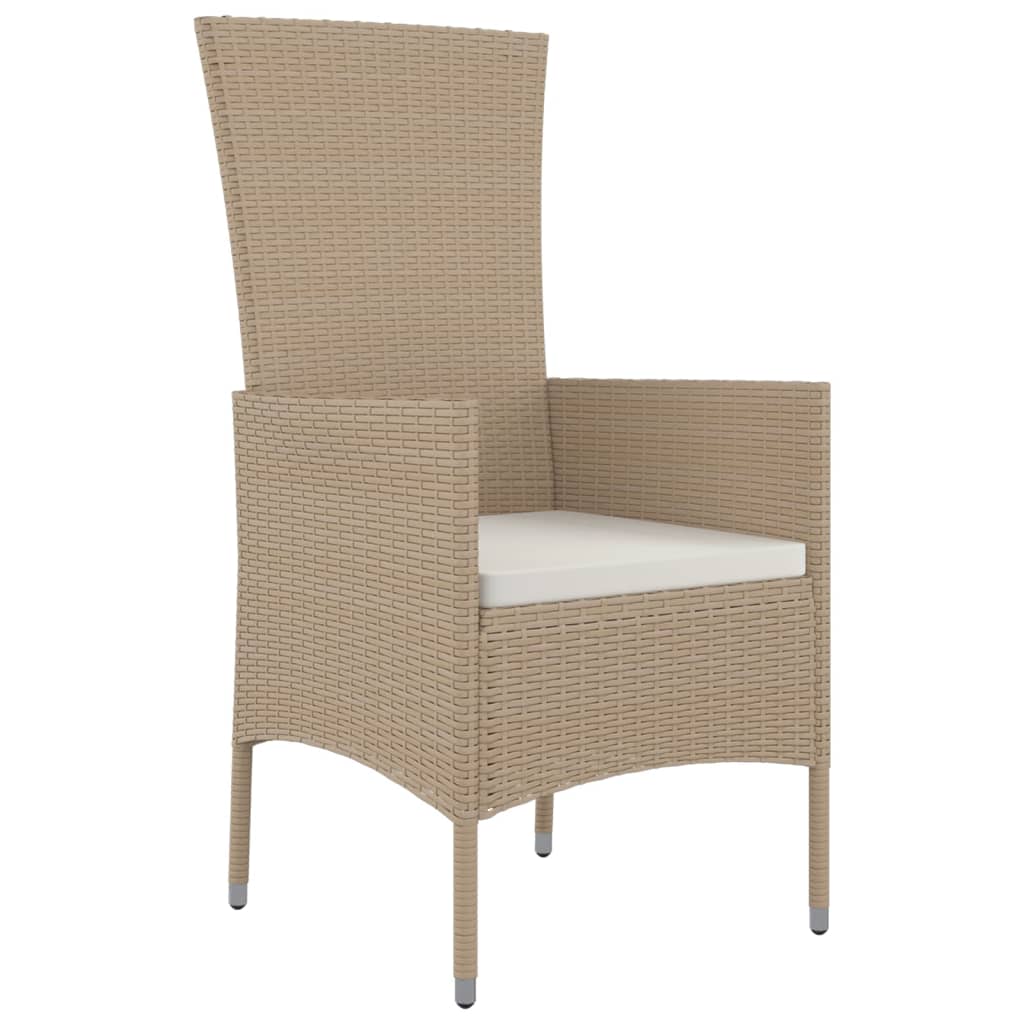 Set comedor de jardín 9 pzas con cojines ratán sintético beige vidaXL