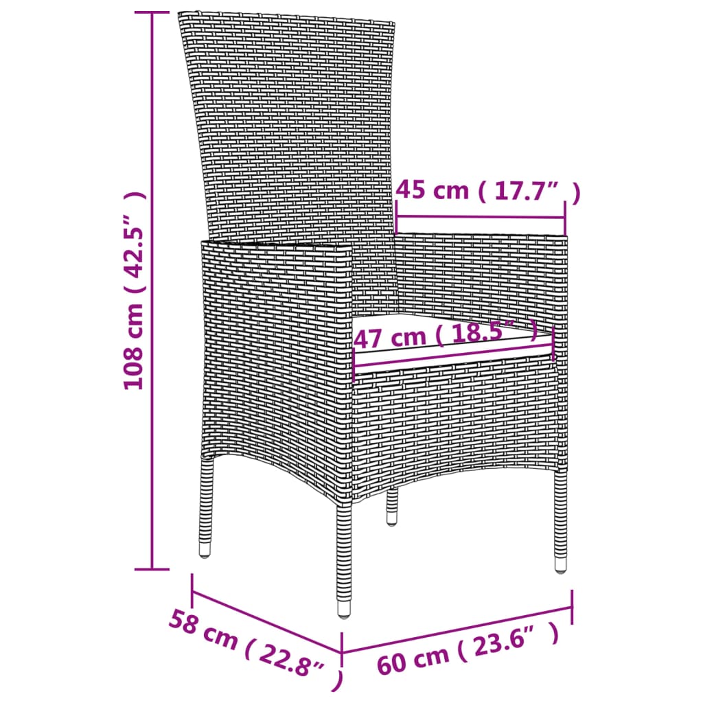 Set comedor de jardín 9 pzas con cojines ratán sintético beige vidaXL