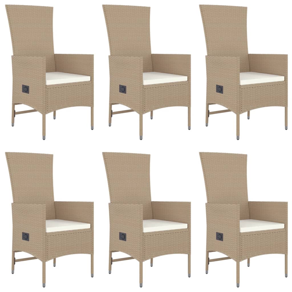 Set comedor de jardín 7 pzas con cojines ratán sintético beige vidaXL