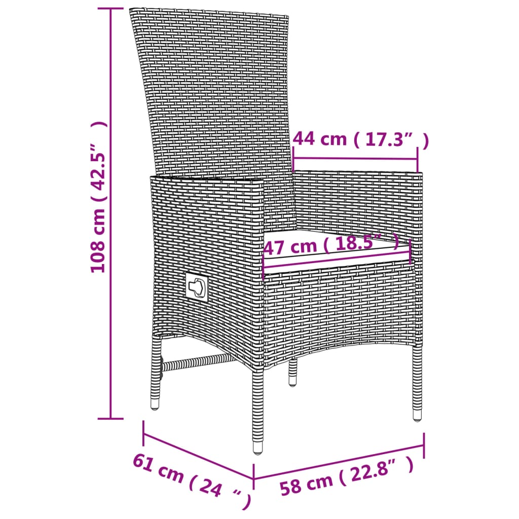 Set comedor de jardín 7 pzas con cojines ratán sintético beige vidaXL