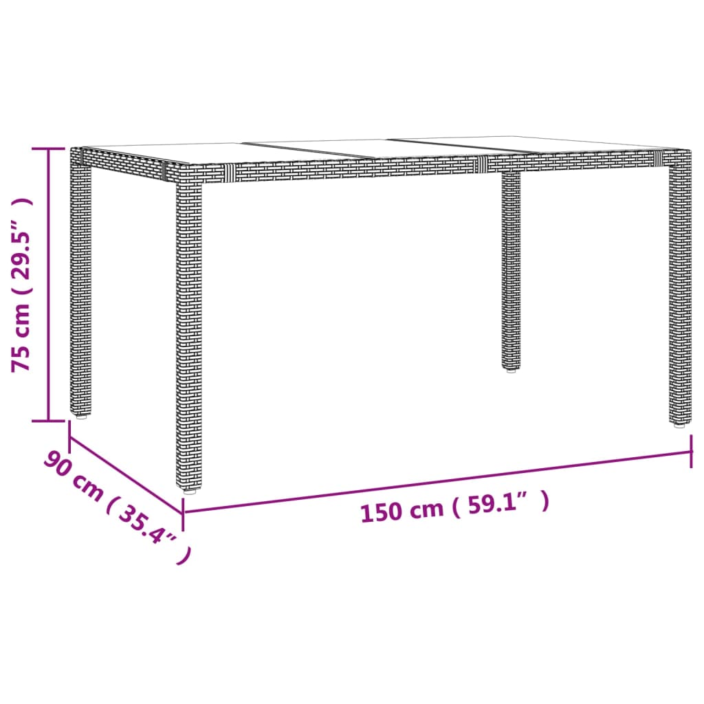 Set comedor de jardín 7 pzas con cojines ratán sintético beige vidaXL