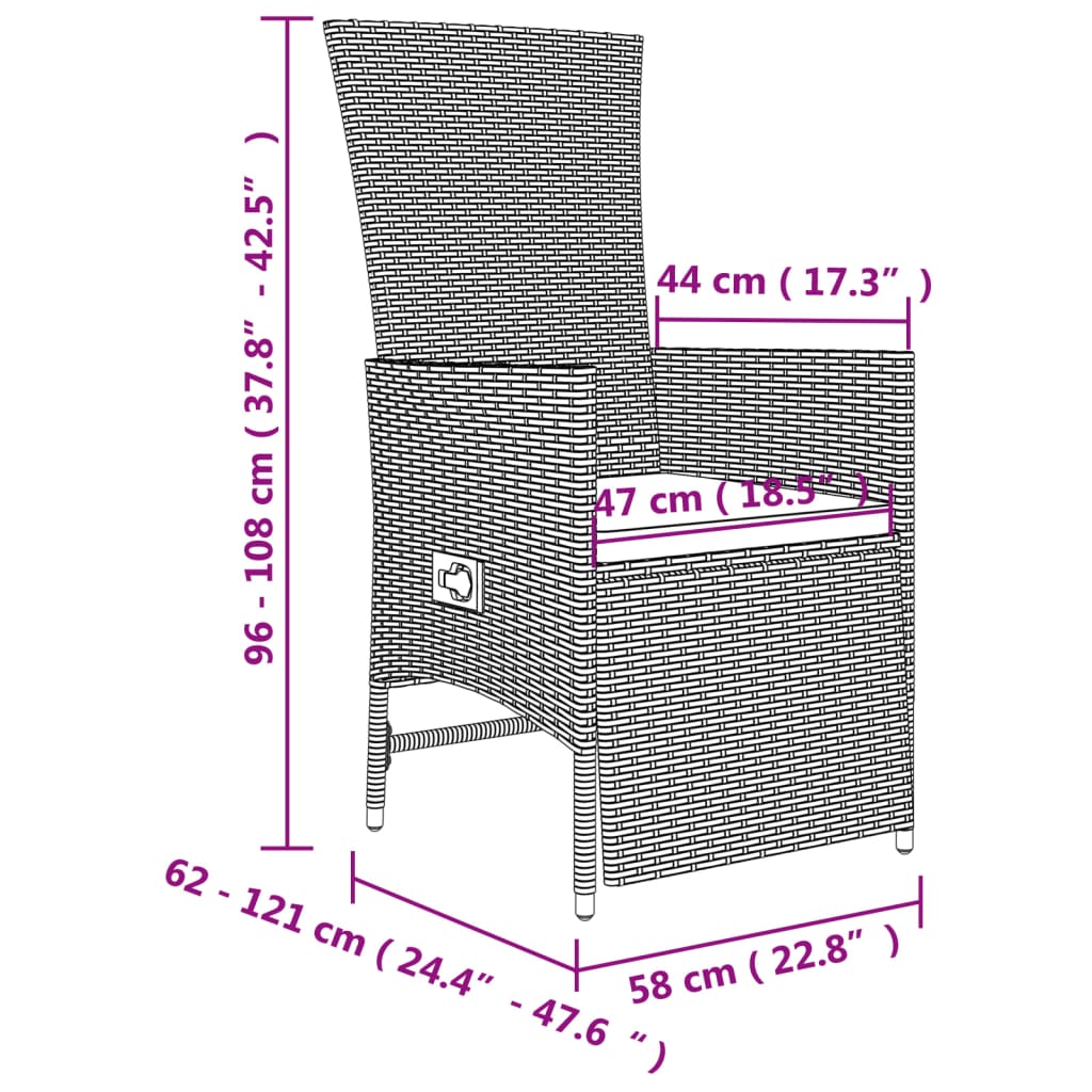 Set comedor de jardín 7 pzas con cojines ratán sintético beige vidaXL