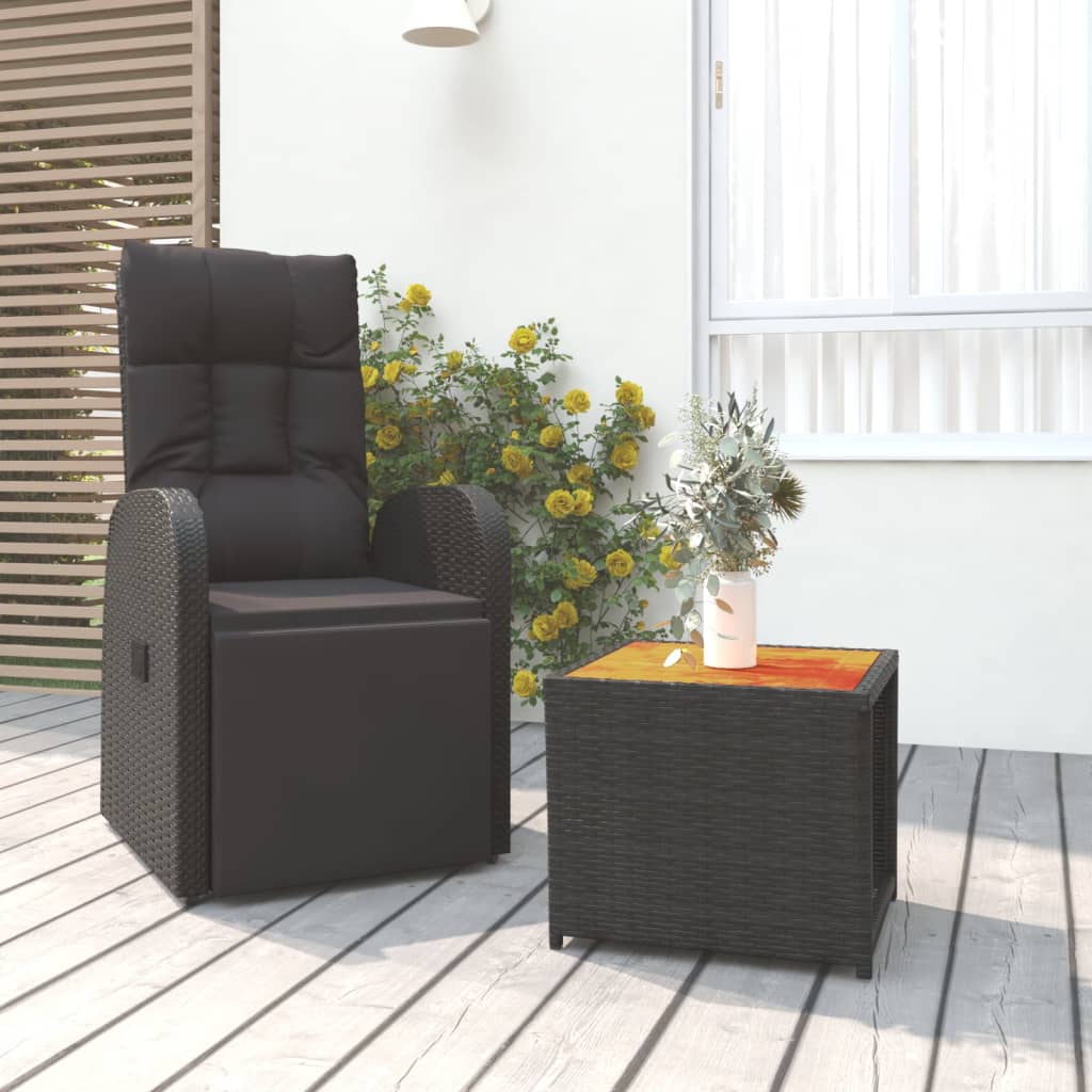 Vetonek Juego muebles jardín 2 pzas madera acacia ratán sintético negro