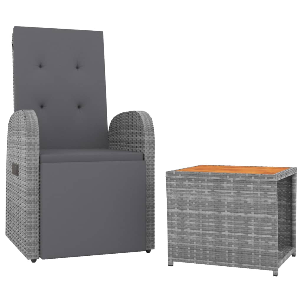 Juego muebles jardín 2 pzas madera acacia ratán sintético gris vidaXL