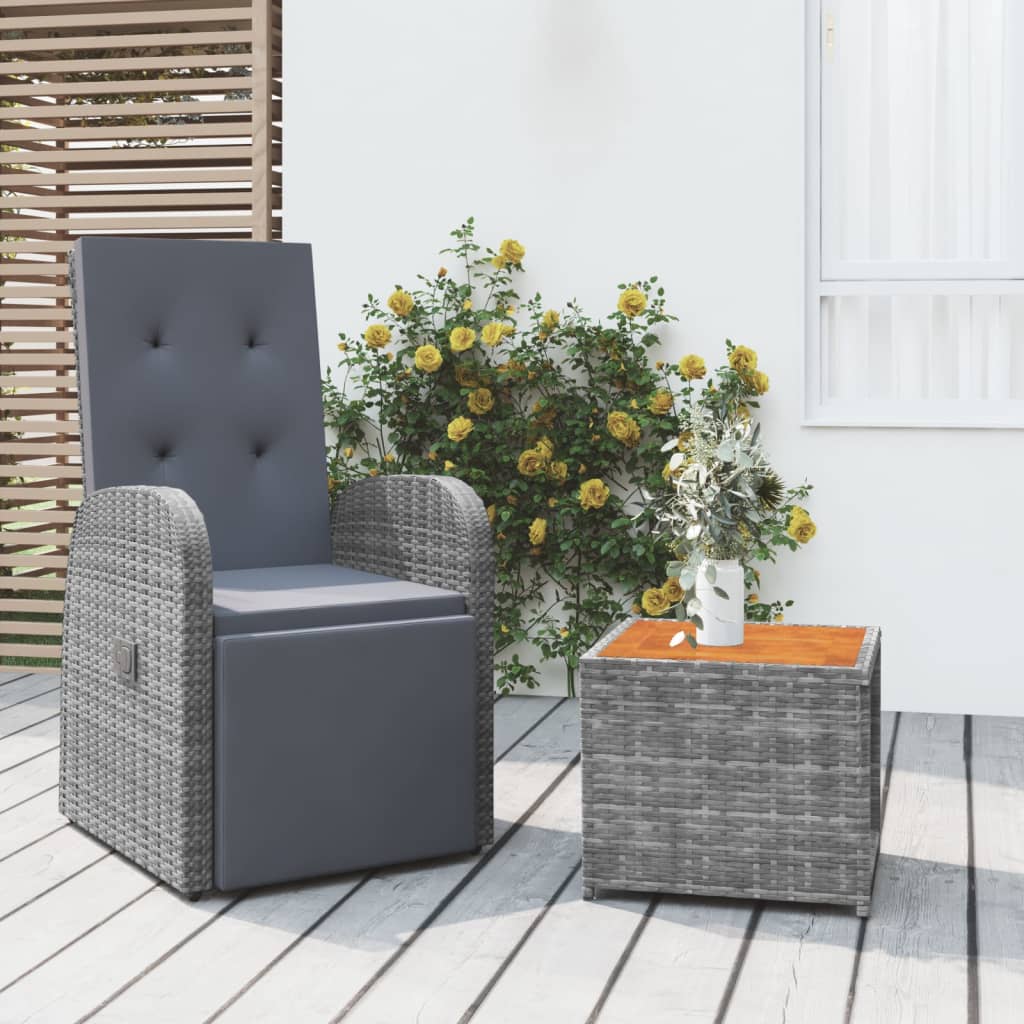 Juego muebles jardín 2 pzas madera acacia ratán sintético gris vidaXL