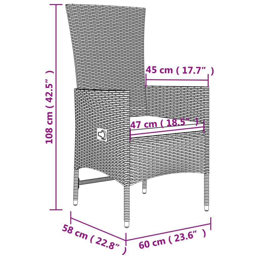 Juego de muebles jardín 3 piezas acero y ratán sintético beige vidaXL